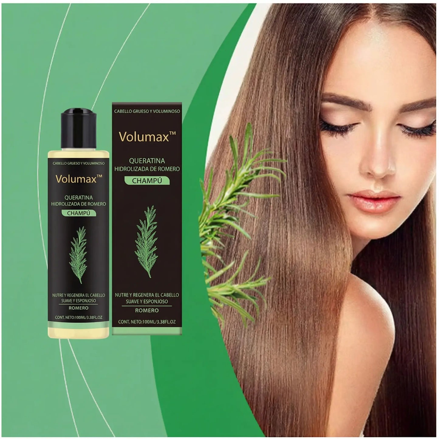 Volumax™ Shampoo con Queratina y Romero [Cabello Más Denso y Suave]